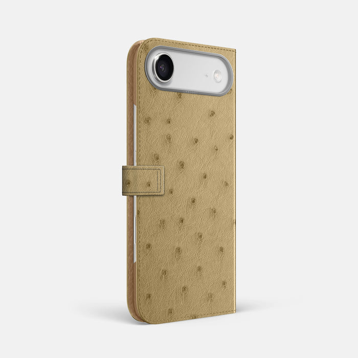 Folio Case with Clasp For iPhone 17 Air In Ostrich -1 | Desert-Sand-Steel