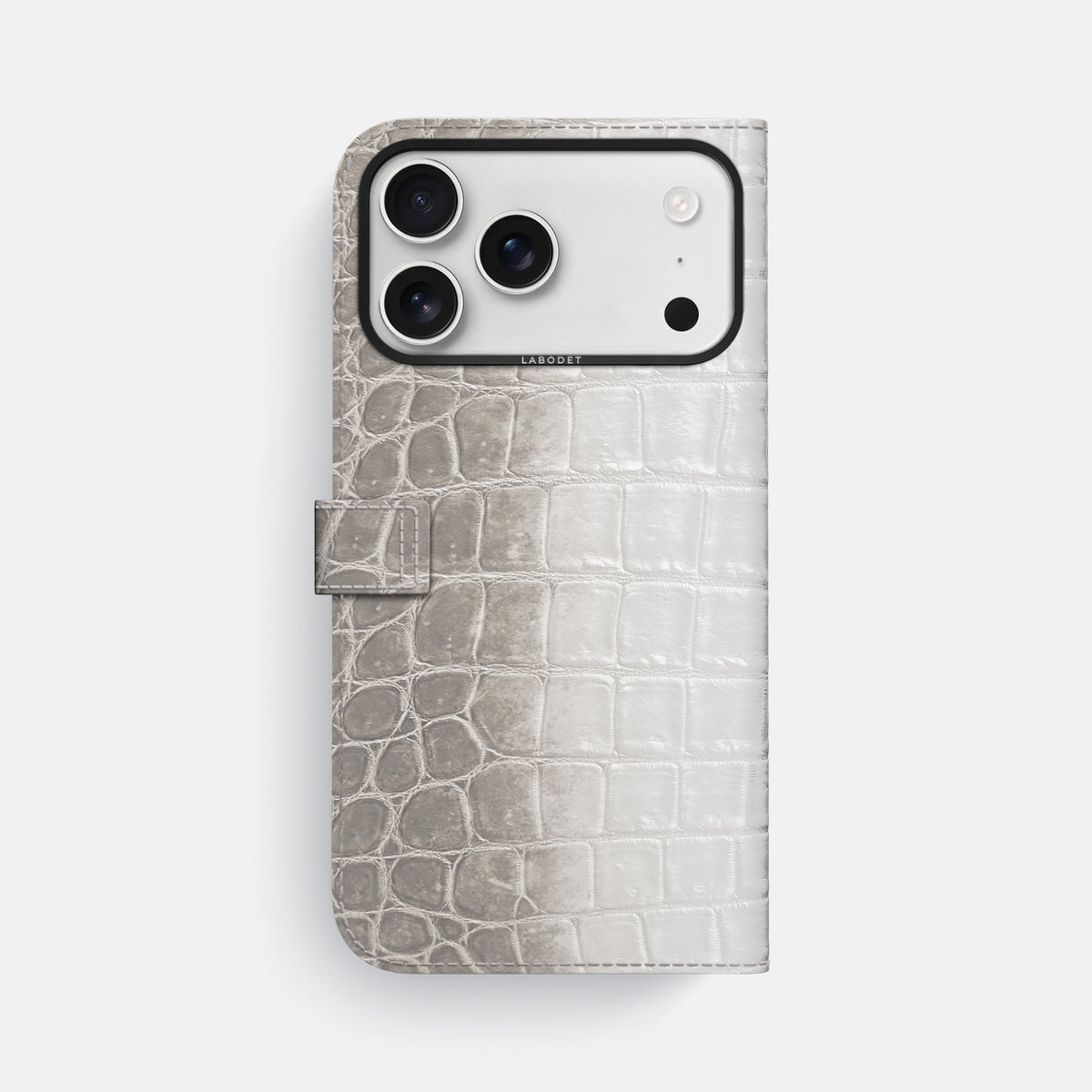 Folio Case with Clasp For iPhone 17 Pro Max In Himalayan Crocodile -3 | Grey-Black