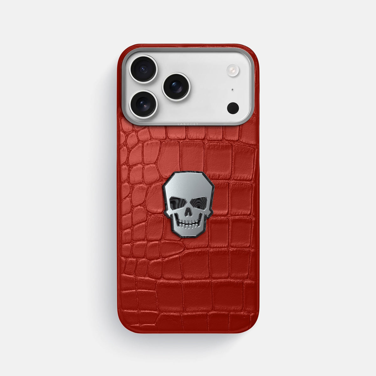 Classic Case With Titanium Skull For iPhone 18 Pro Max In Alligator -1 | Red-Steel
