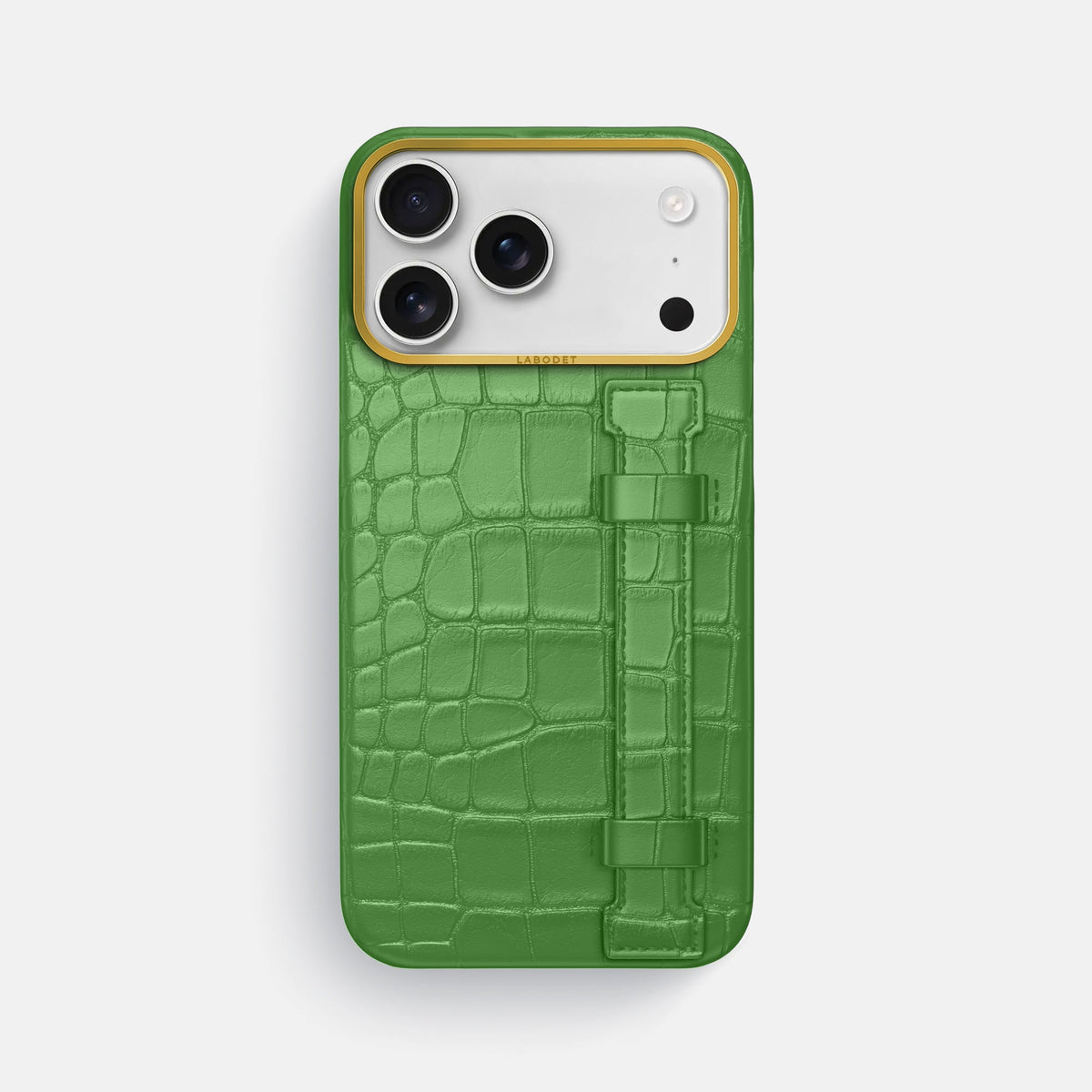 Handle Case For iPhone 18 Pro Max In Alligator -1 | Apple-Green-Gold