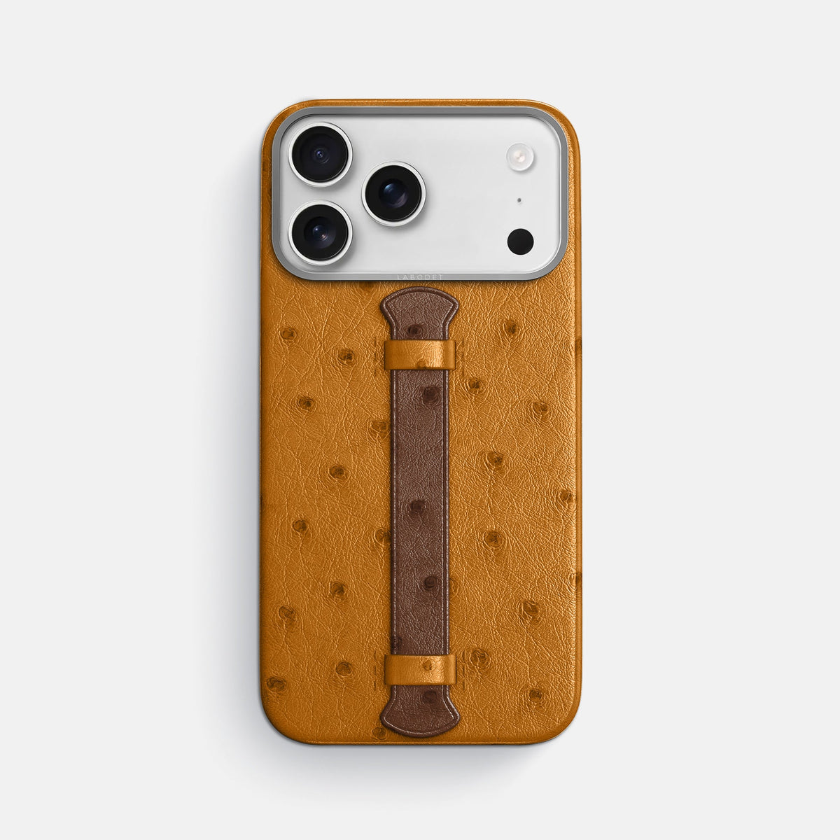 Center Handle Coloré For iPhone 18 Pro Max In Ostrich -1 | Chestnut-Steel