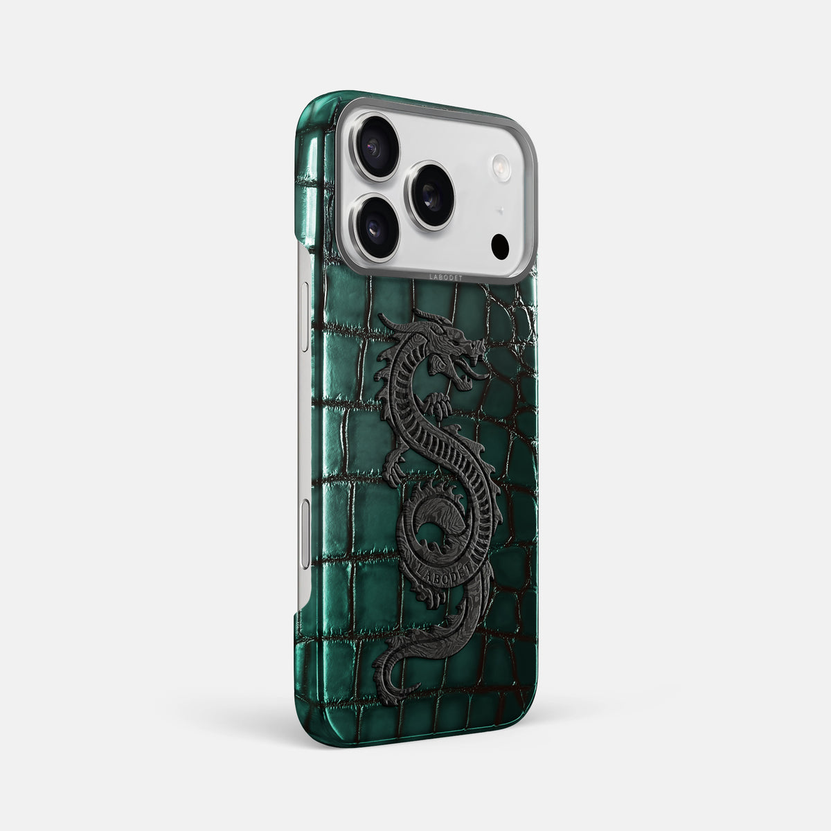 Classic Case With Carbon Dragon For iPhone 17 Pro Max In Patina Alligator -2 | Green-Steel