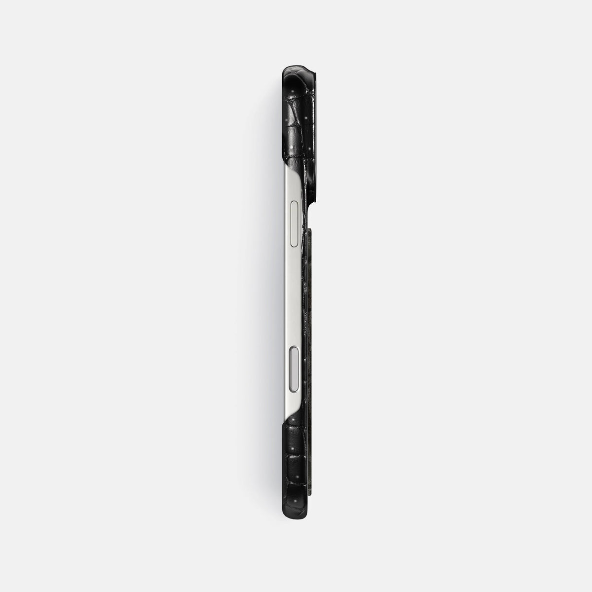 Classic Case With Carbon Dragon For iPhone 18 Pro Max In Porosus Crocodile -3 | Shiny-Black-Black