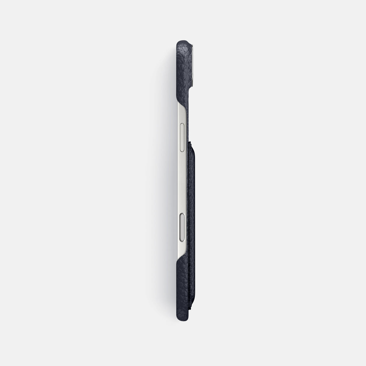 Double Card Case For iPhone 17 Air In Calf -3 | Marine-Steel