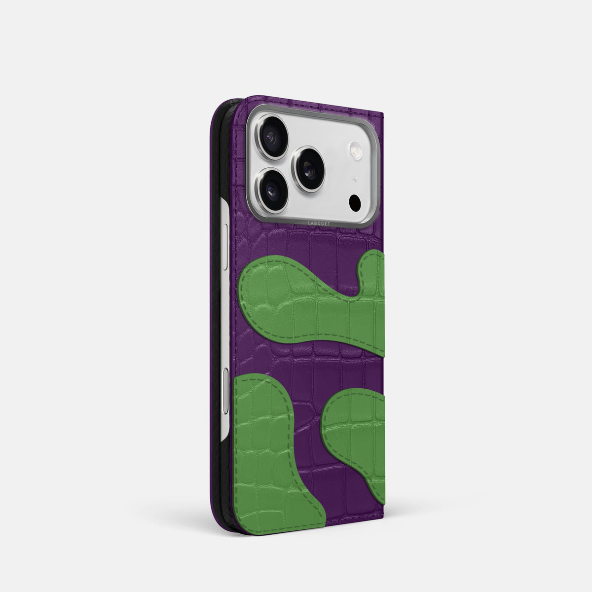 Camouflage Folio For iPhone 18 Pro In Alligator -1 | Purple-Steel