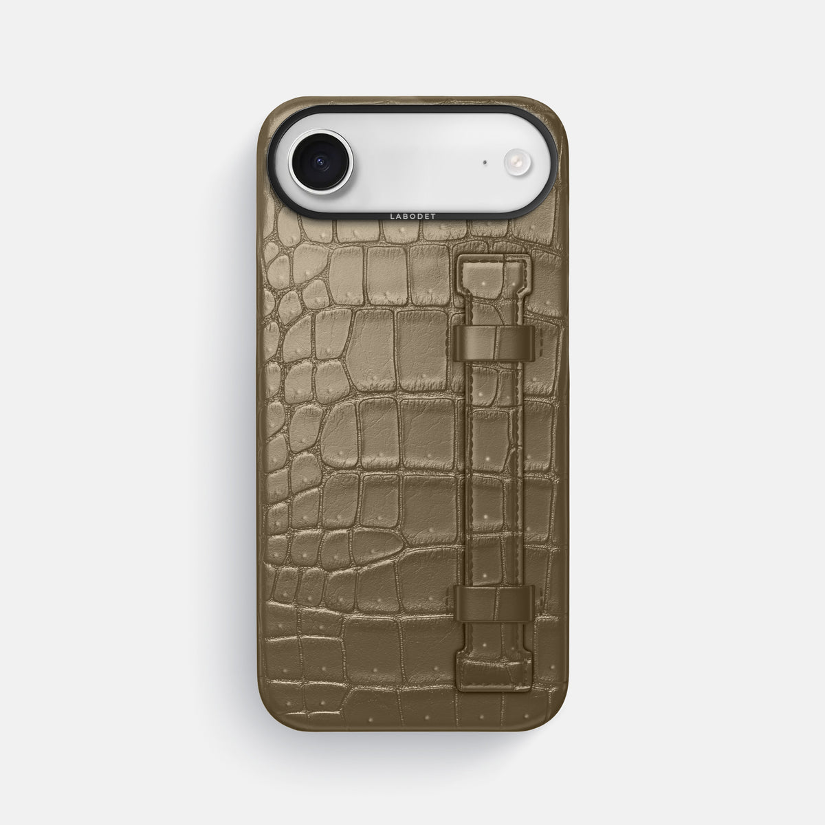 Handle Case For iPhone 17 Air In Porosus Crocodile -1 | Kaki-Green-Black