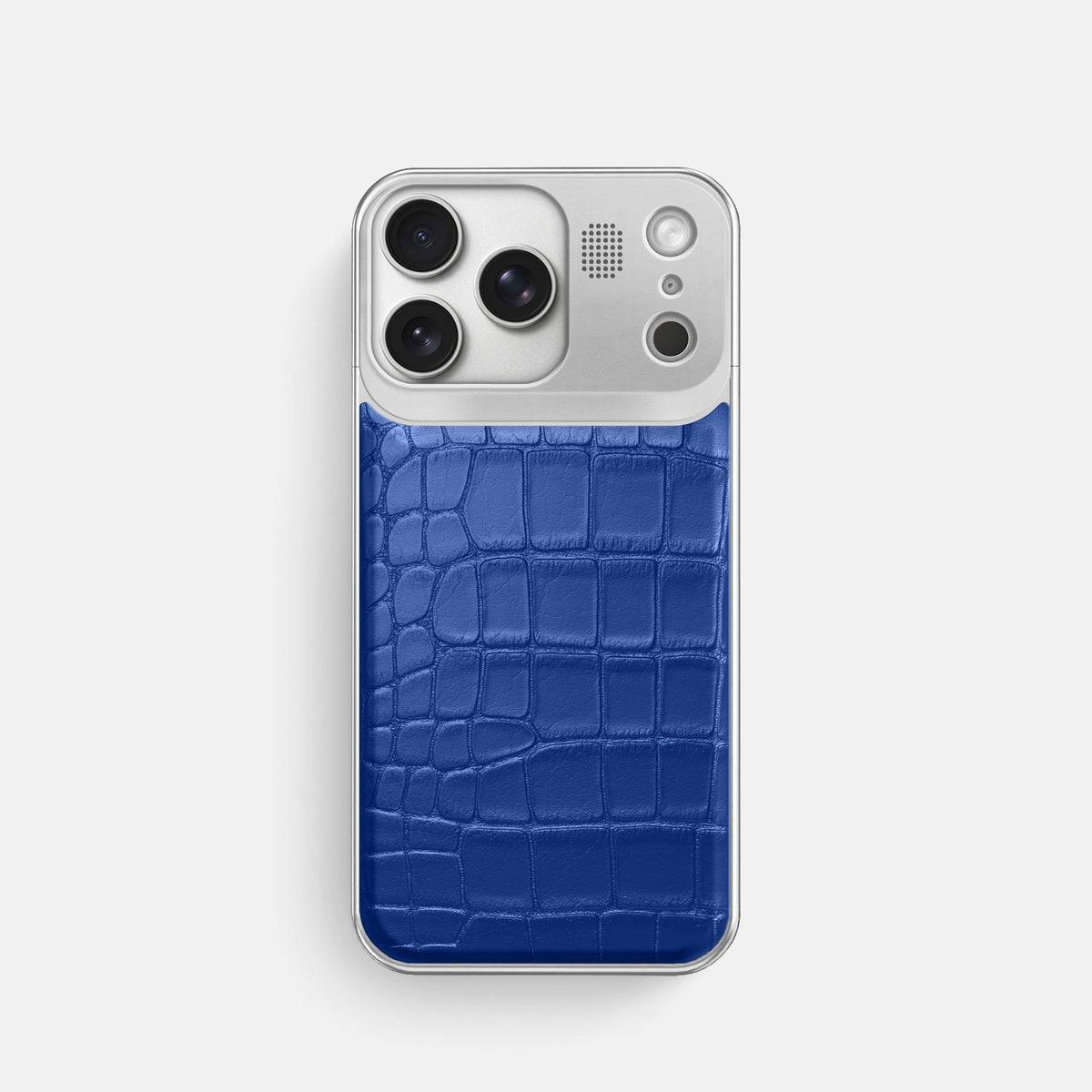 Metal Case For iPhone 18 Pro In Alligator -1 | Royal-Blue-Steel