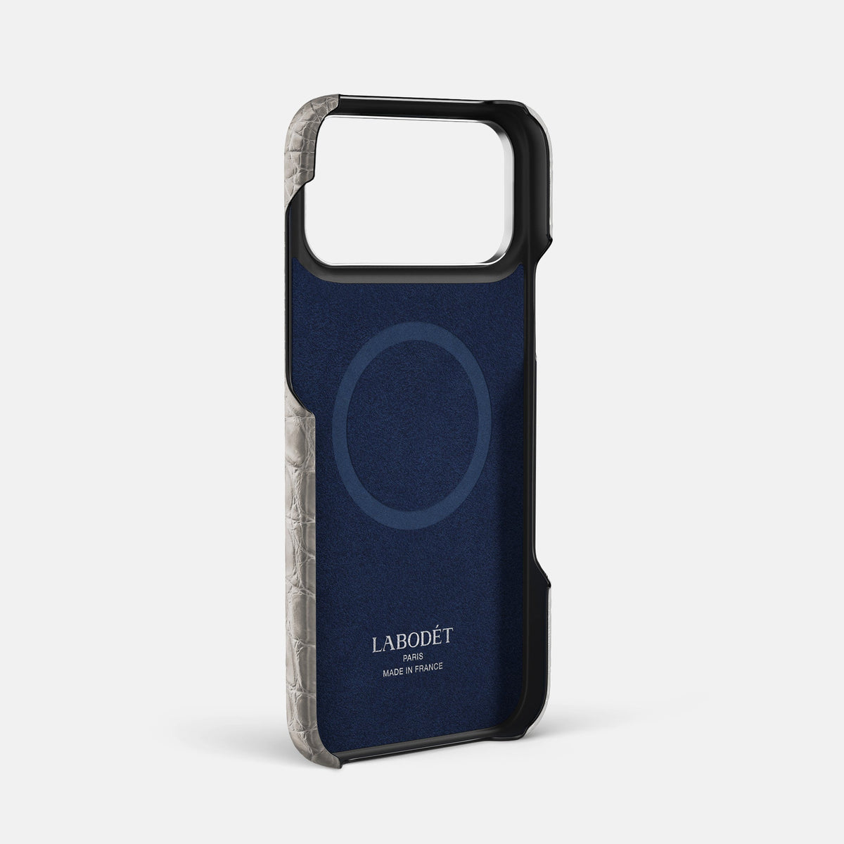 Double Card Case For iPhone 18 Pro Max In Himalayan Crocodile -4 | Grey-Steel