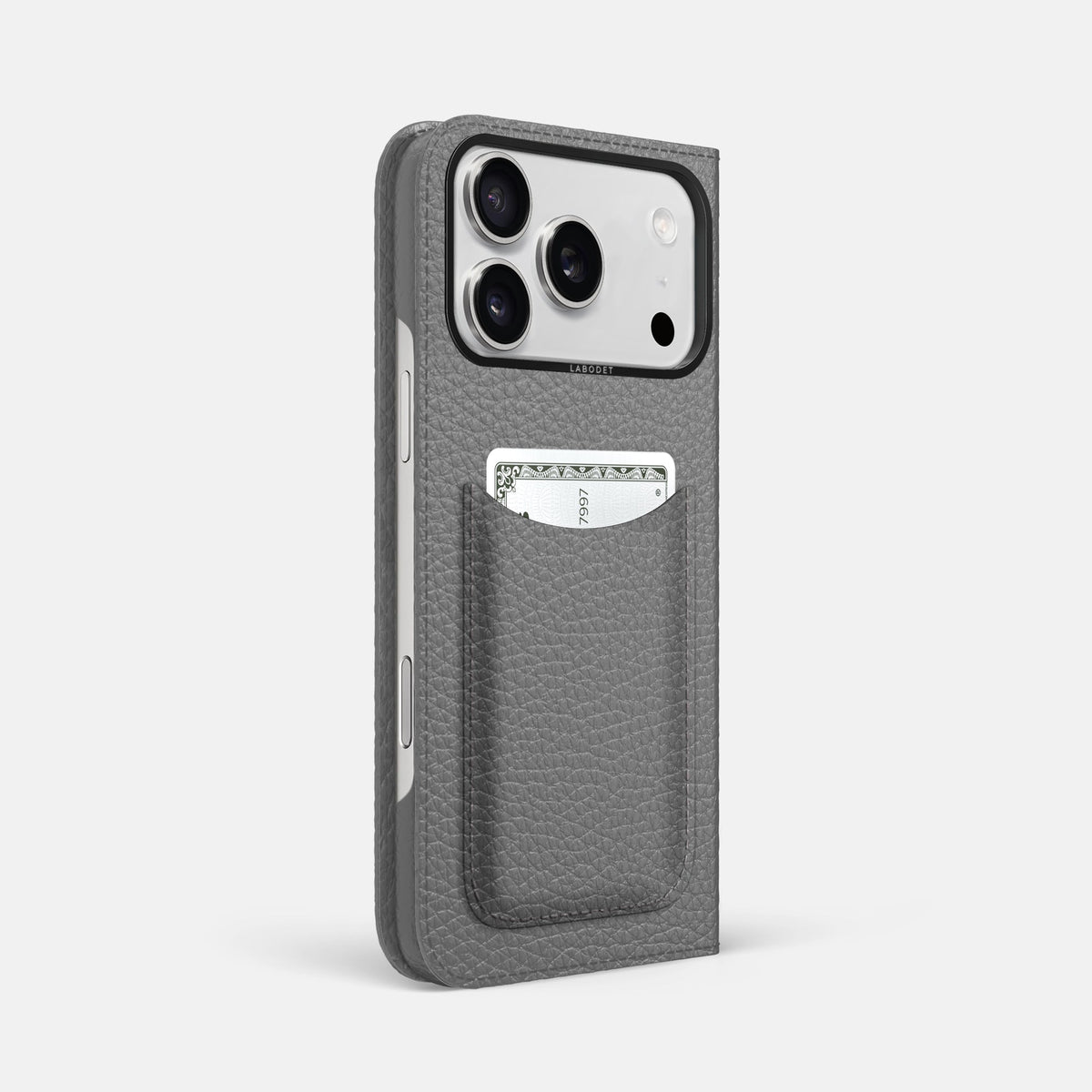 Folio Case with Card For iPhone 18 Pro Max In Calf -1 | Souris-Black