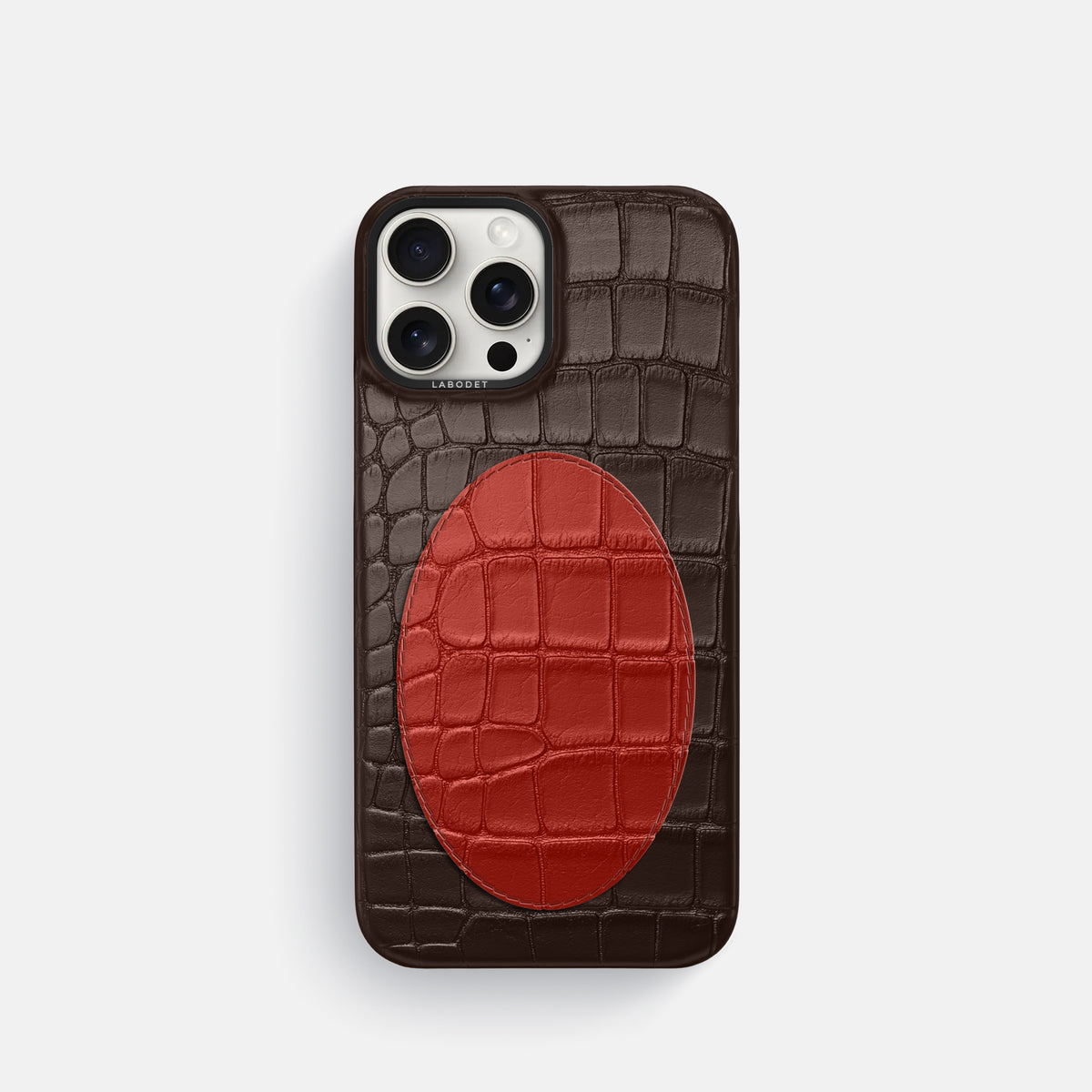 Classic Case With Oval For iPhone 16 Pro In Alligator -1 | Dark-Brown-Black