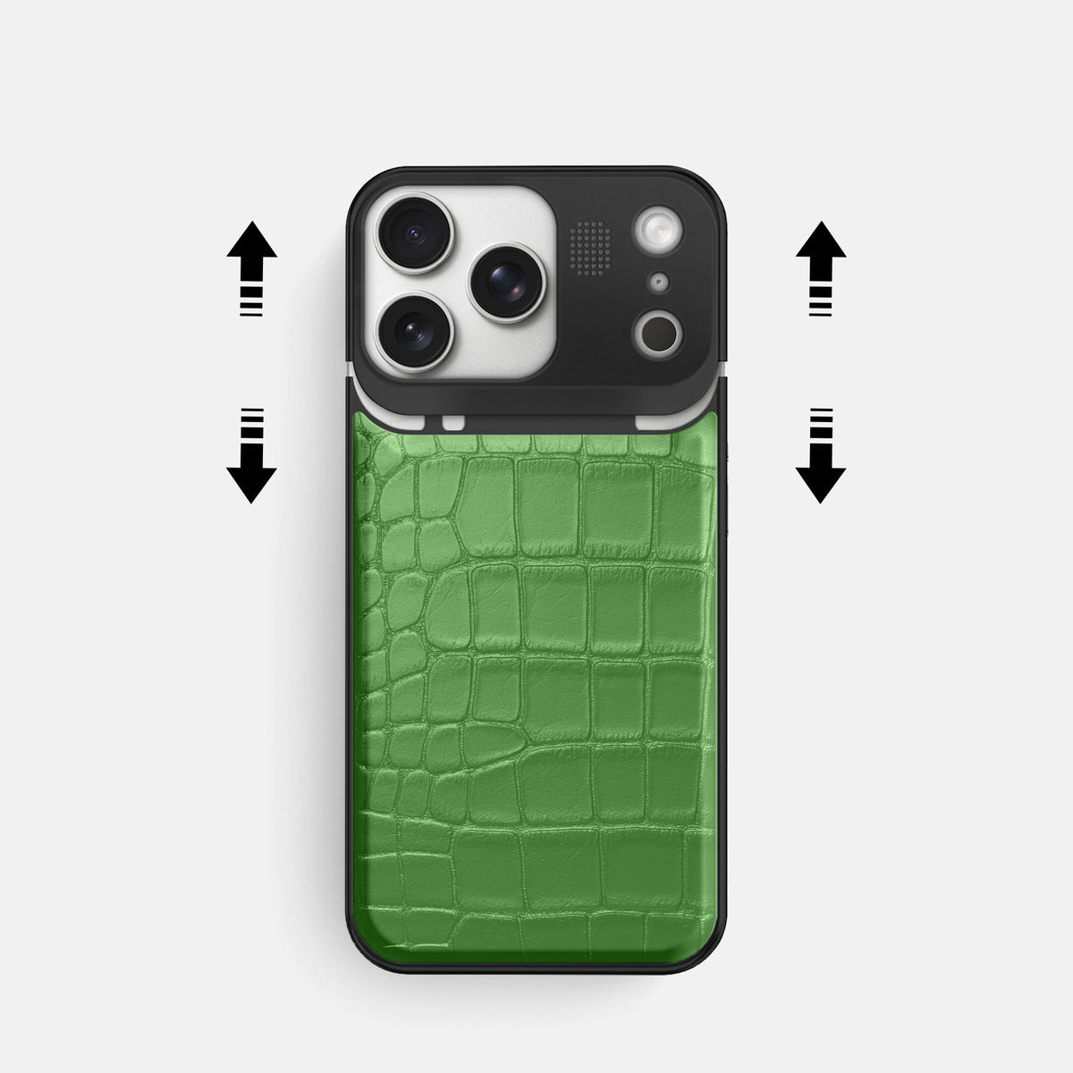Metal Case For iPhone 18 Pro In Alligator -2 | Apple-Green-Black