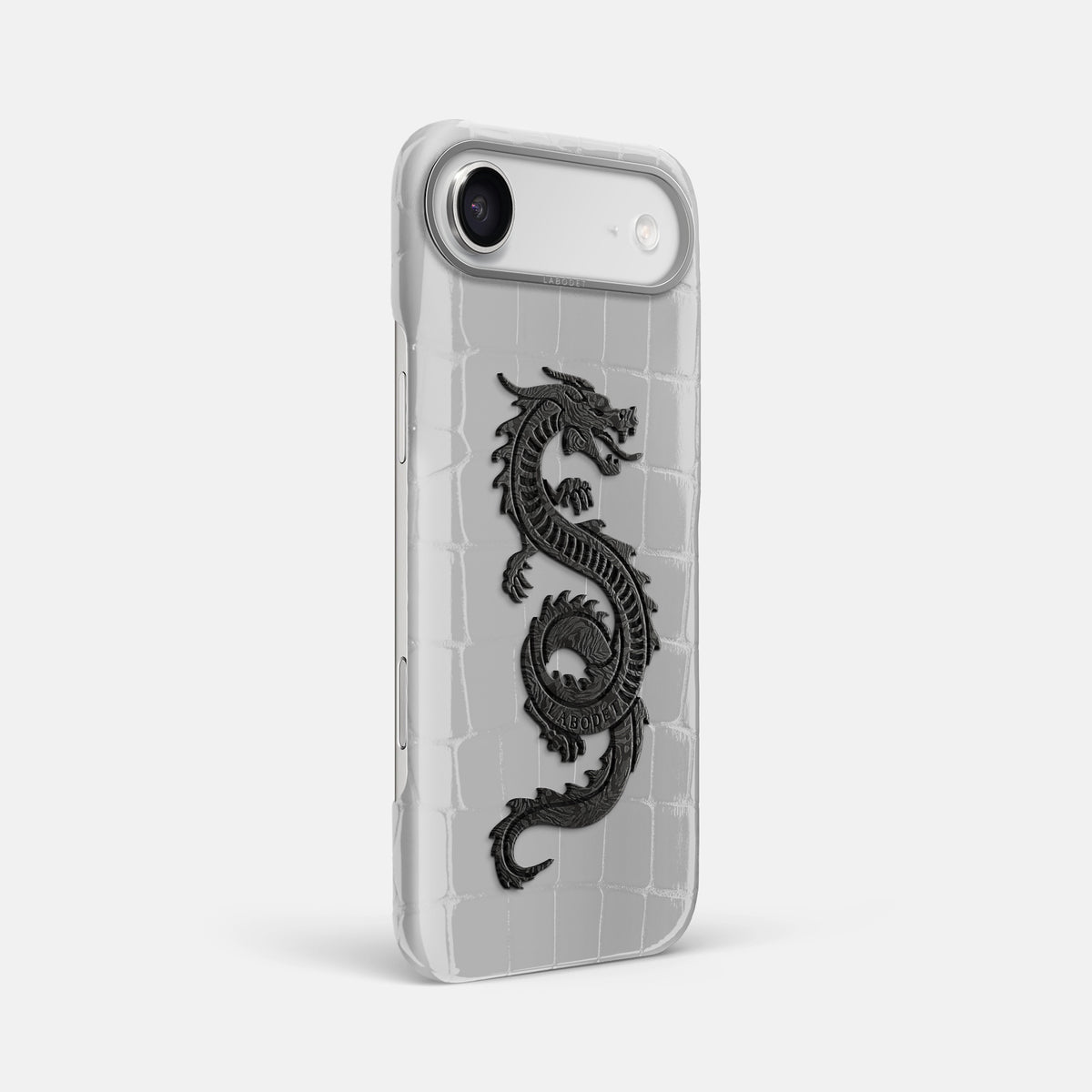 Classic Case With Carbon Dragon For iPhone 17 Air In Shiny Alligator -2 | White-Steel