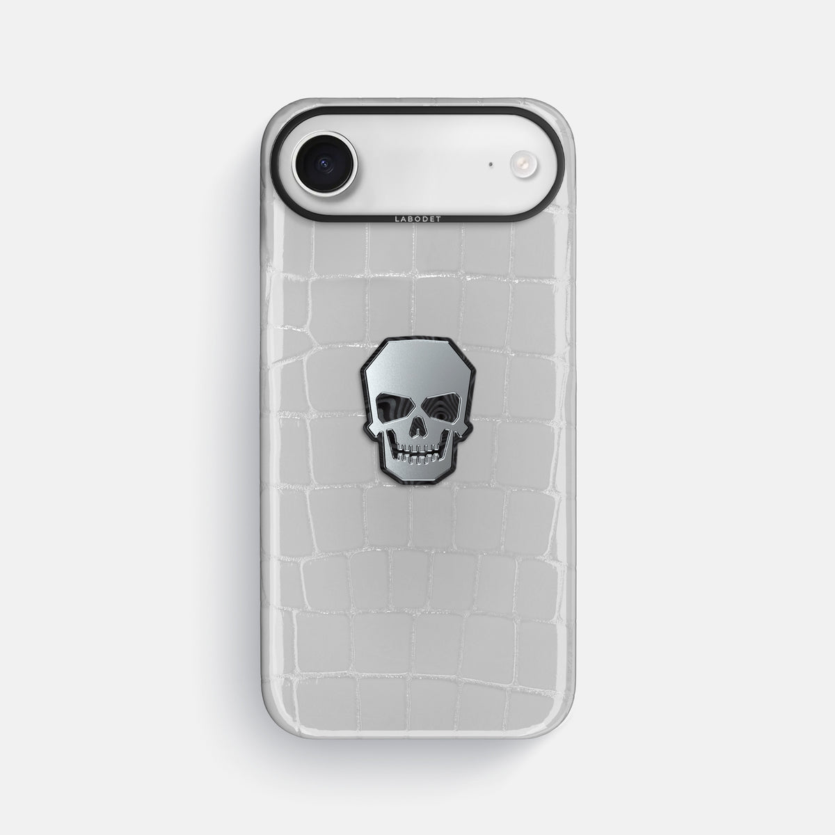 Classic Case With Titanium Skull For iPhone 17 Air In Shiny Alligator -1 | White-Black