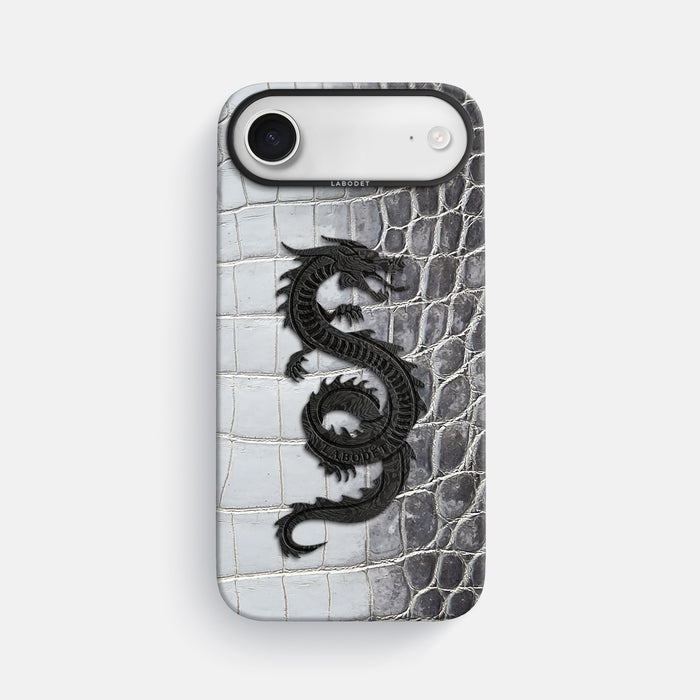 Classic Case With Carbon Dragon For iPhone 17 Air In Himalayan Crocodile -1 | Silver-Black