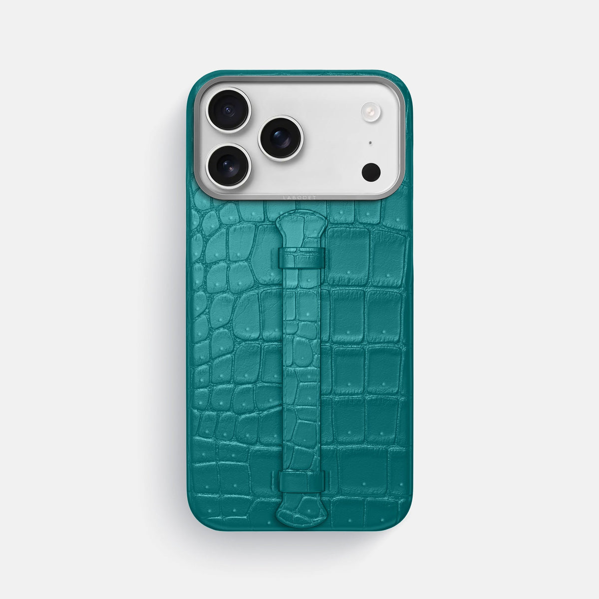 Center Handle For iPhone 18 Pro Max In Porosus Crocodile -1 | Celadon-Steel