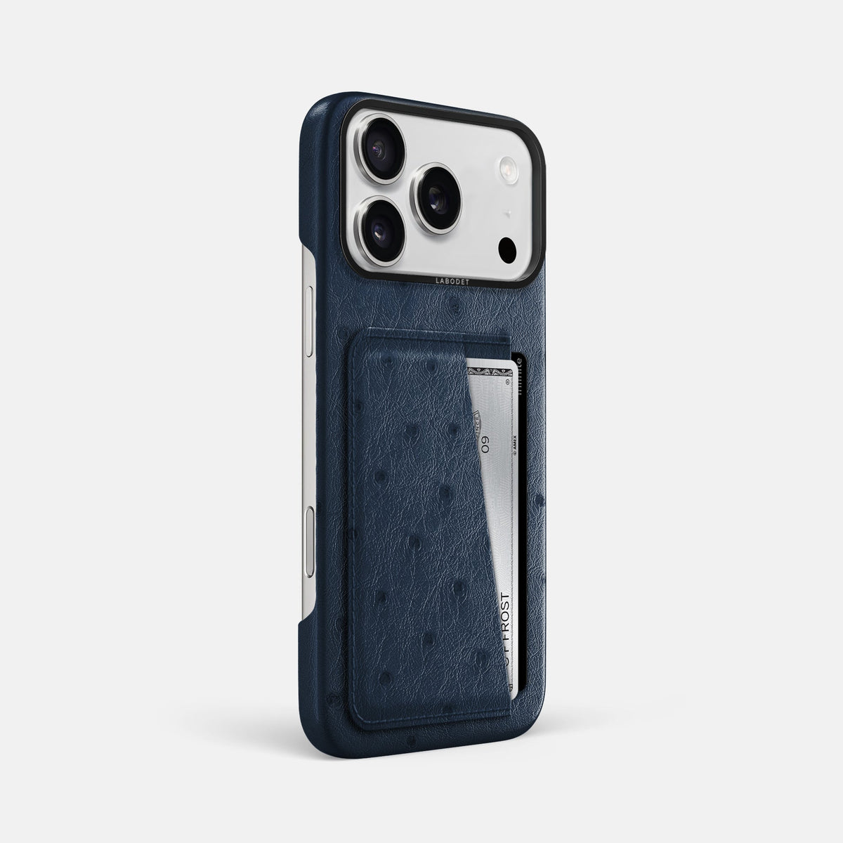 Double Card Case For iPhone 18 Pro Max In Ostrich -2 | Navy-Blue-Black