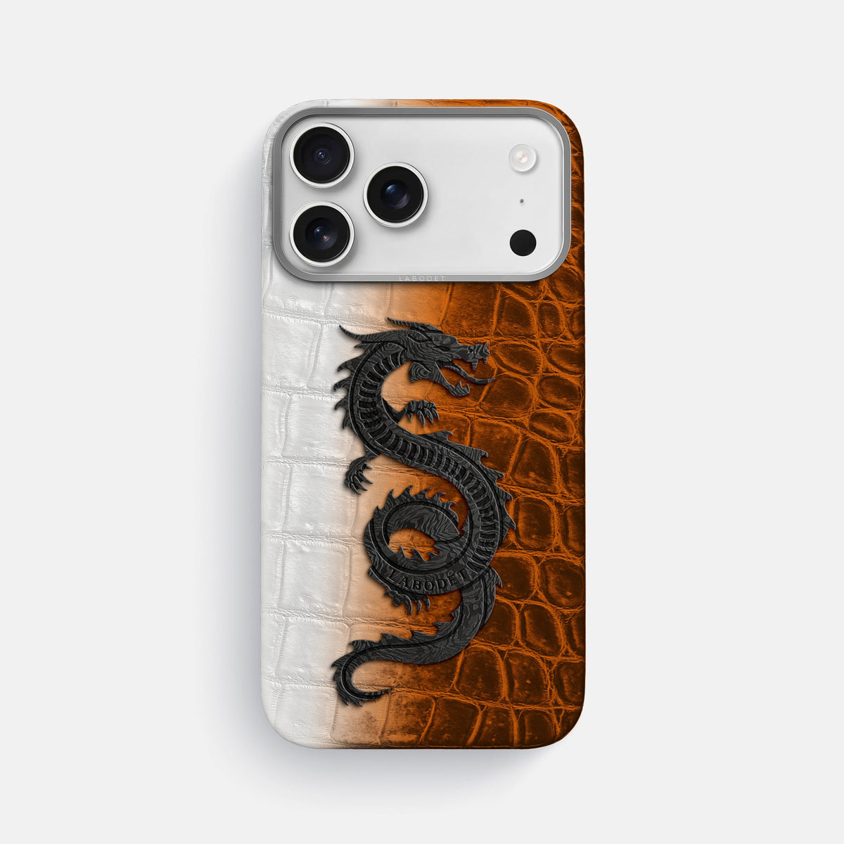 Classic Case With Carbon Dragon For iPhone 18 Pro Max In Himalayan Crocodile -1 | Orange-Steel