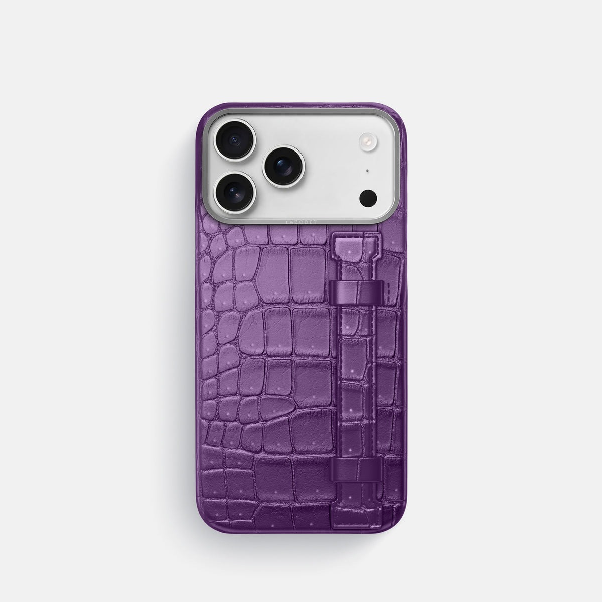 Handle Case For iPhone 17 Pro In Porosus Crocodile -1 | Purple-Steel