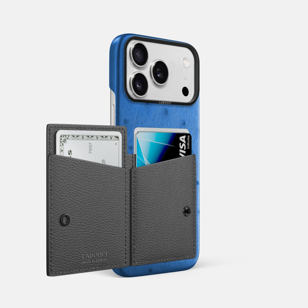 Bi-Fold Case For iPhone 18 Pro Max In Ostrich -2 | Royal-Blue-Black