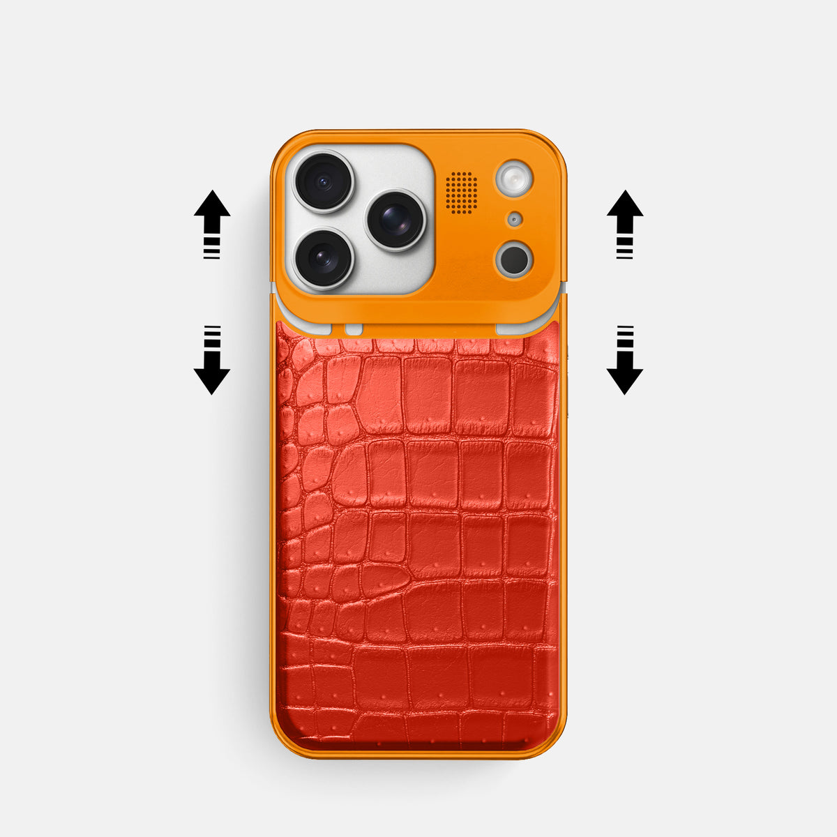 Metal Case For iPhone 17 Pro In Porosus Crocodile -2 | Rust-Orange