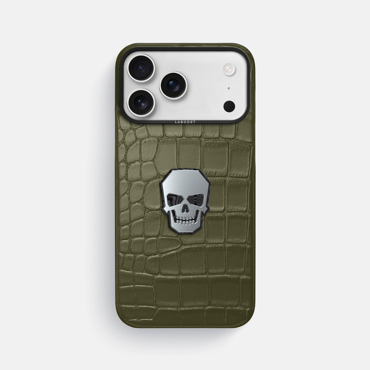 Classic Case With Titanium Skull For iPhone 18 Pro Max In Alligator -1 | Kaki-Green-Black