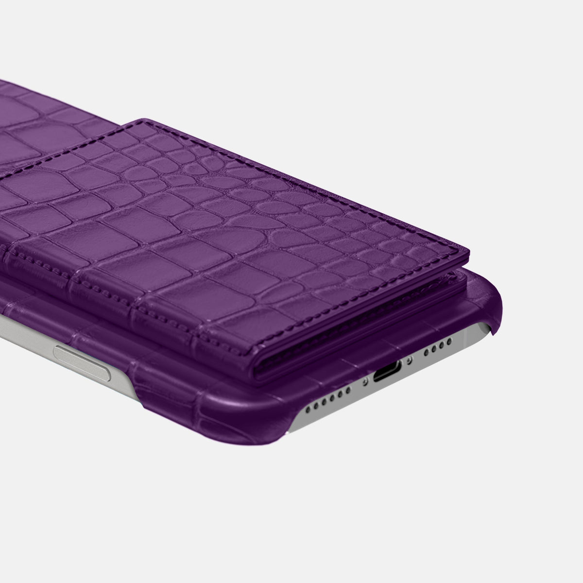 Bi-Fold Case For iPhone 18 Pro Max In Alligator -4 | Purple-Steel