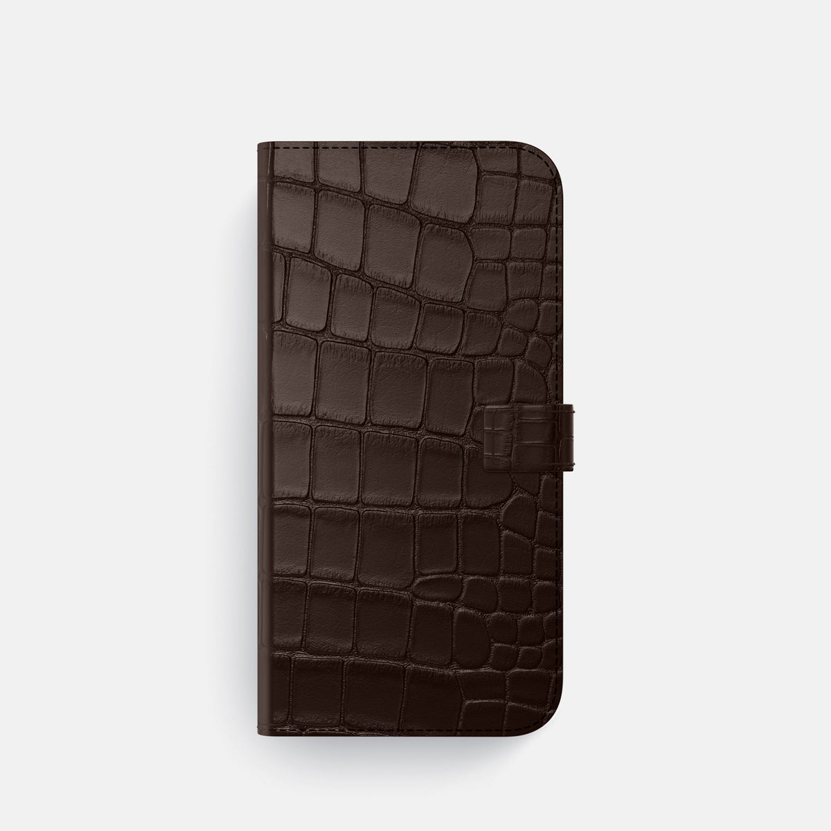 Folio Case with Clasp For iPhone 18 Pro In Alligator -4 | Dark-Brown-Steel