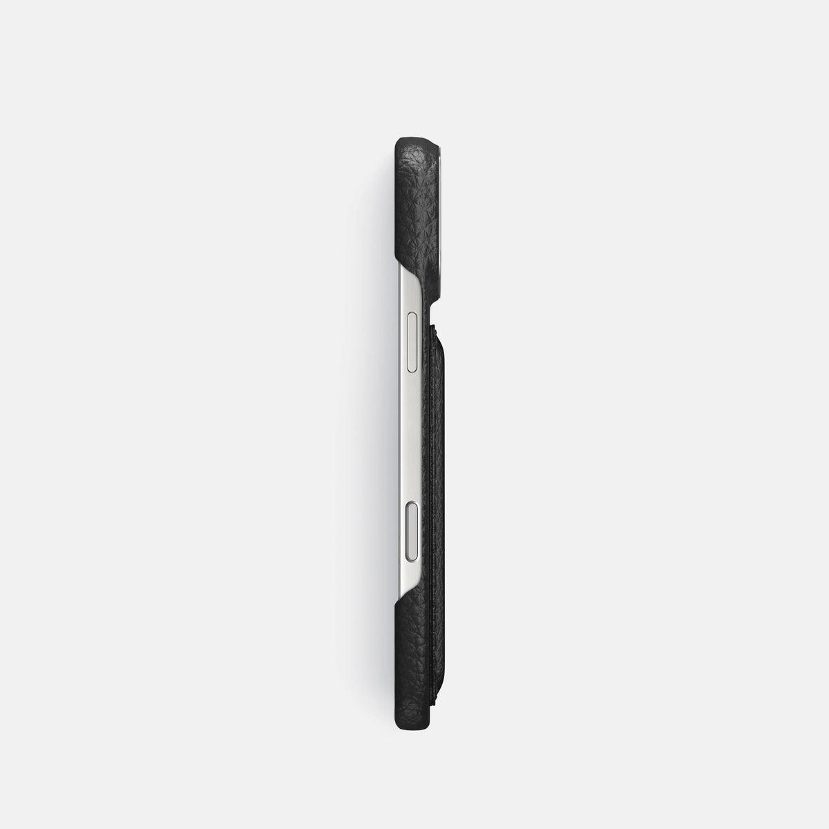 Double Card Case For iPhone 17 Pro In Calf -3 | Black-Steel