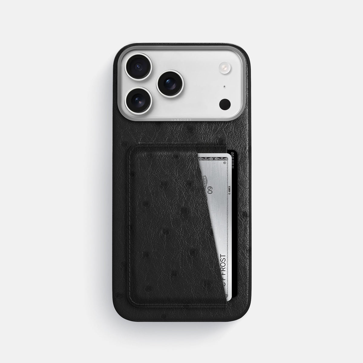 Double Card Case For iPhone 18 Pro Max In Ostrich -1 | Black-Steel