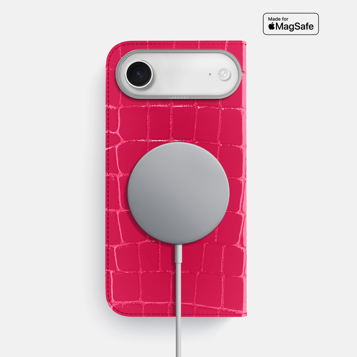 Folio Case For iPhone 17 Air In Shiny Alligator -3 | Pink-Panther-Steel