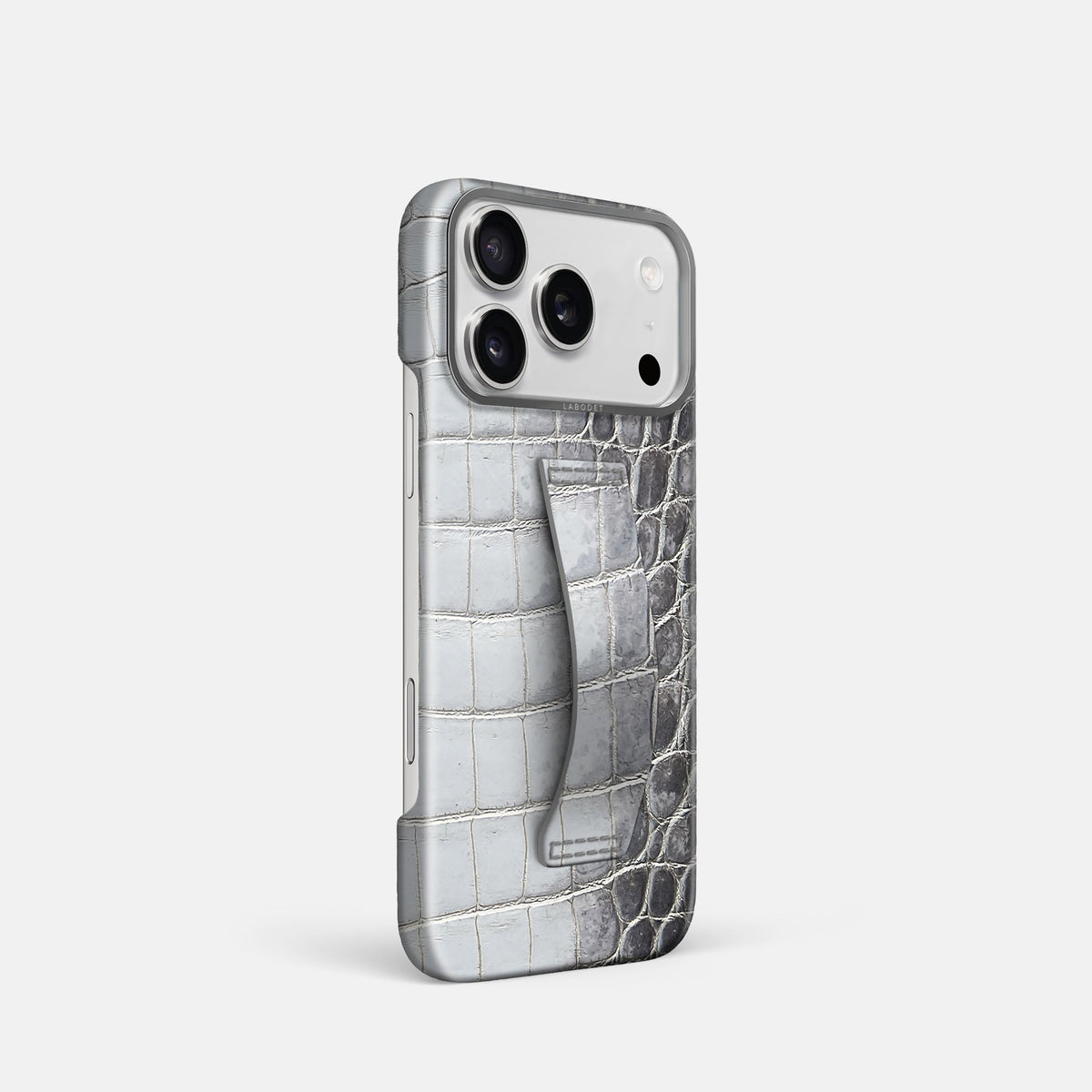 Finger Case For iPhone 18 Pro In Himalayan Crocodile -2 | Silver-Steel