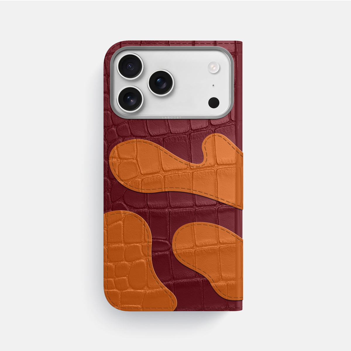 Camouflage Folio For iPhone 17 Pro Max In Alligator -3 | Burgundy-Steel