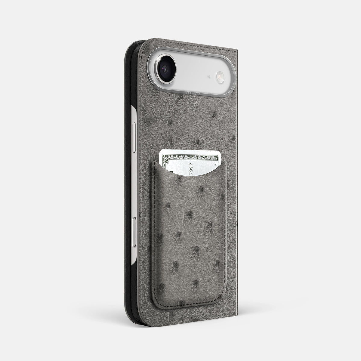 Folio Case with Card For iPhone 17 Air In Ostrich -1 | Grey-Steel