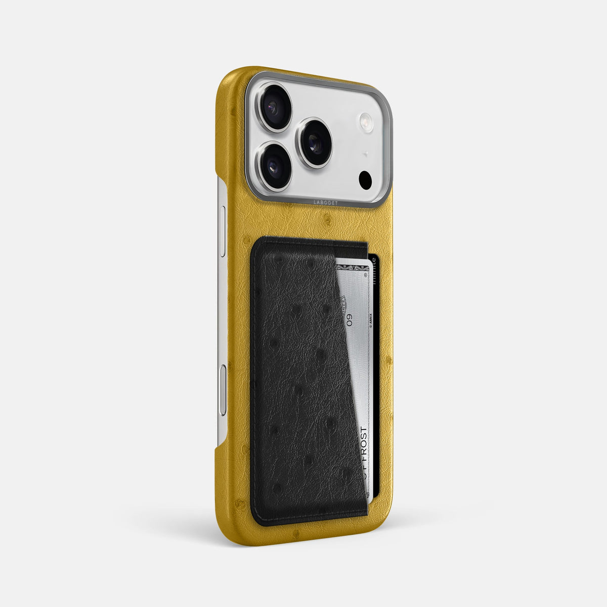 Double Card Case Coloré For iPhone 18 Pro Max In Ostrich -2 | Gold-Steel