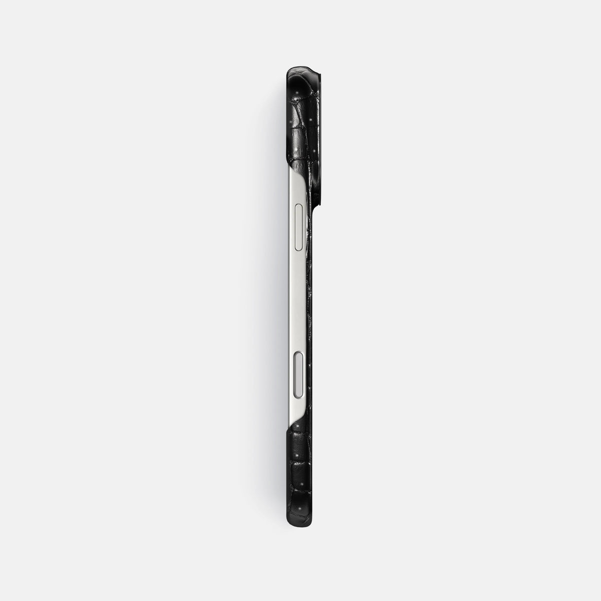 Classic Case For iPhone 17 Pro Max In Porosus Crocodile -3 | Shiny-Black-Black