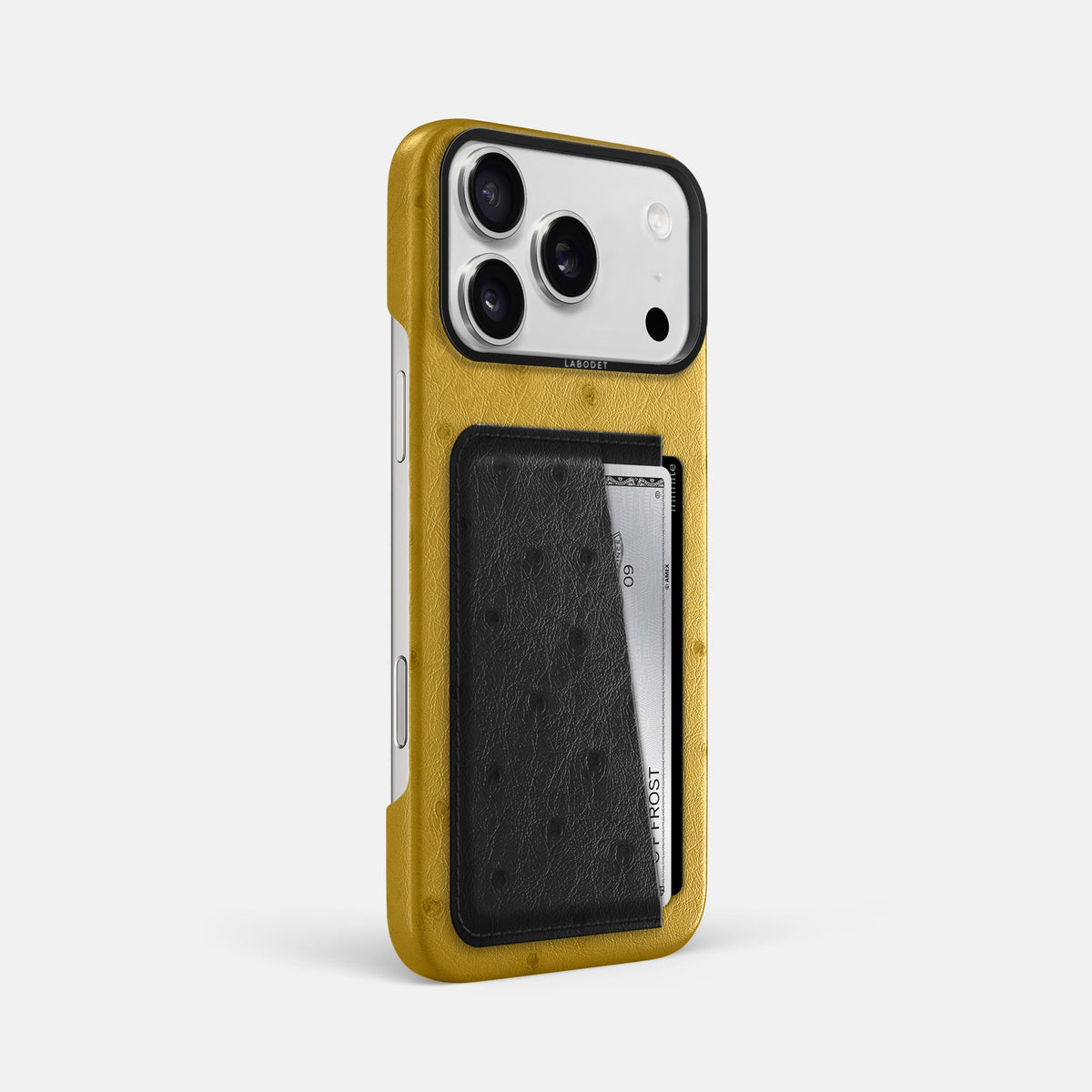 Double Card Case Coloré For iPhone 18 Pro Max In Ostrich -2 | Gold-Black