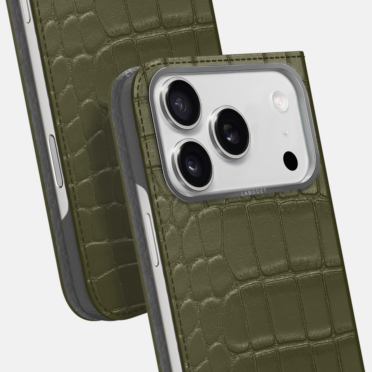 Folio Case For iPhone 18 Pro Max In Alligator -5 | Kaki-Green-Steel