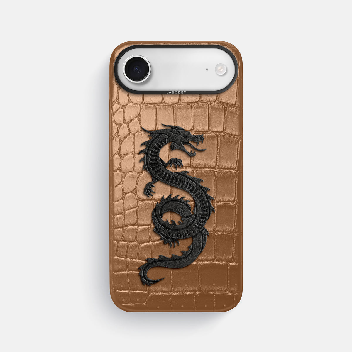 Classic Case With Carbon Dragon For iPhone 17 Air In Porosus Crocodile -1 | Milk-Chocolate-Black