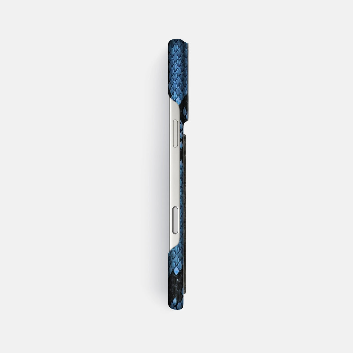 Classic Case With Carbon Dragon For iPhone 17 Pro Max In Deluxe Python -3 | Blue-Jeans-Steel