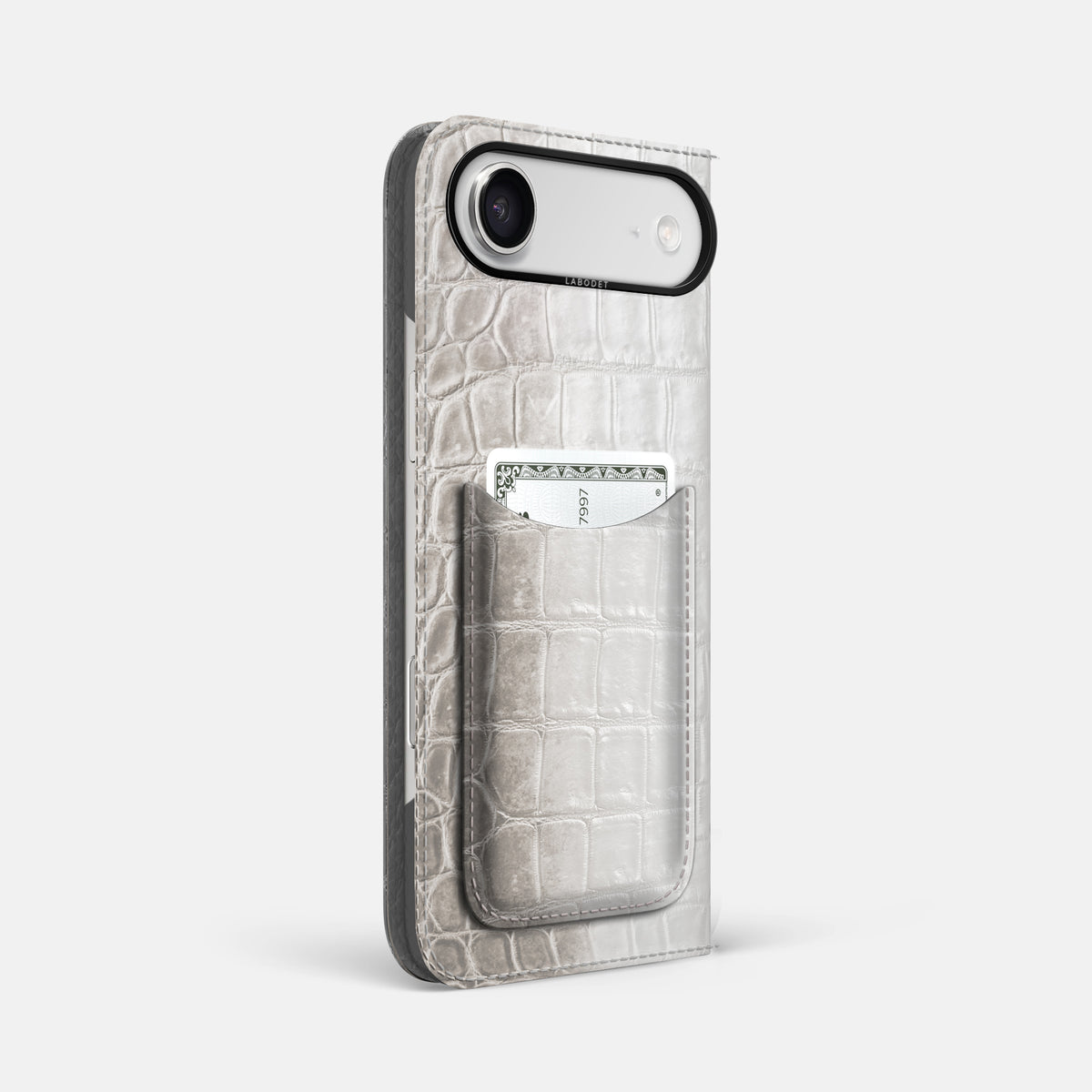Folio Case with Card For iPhone 17 Air In Himalayan Crocodile -1 | Grey-Black