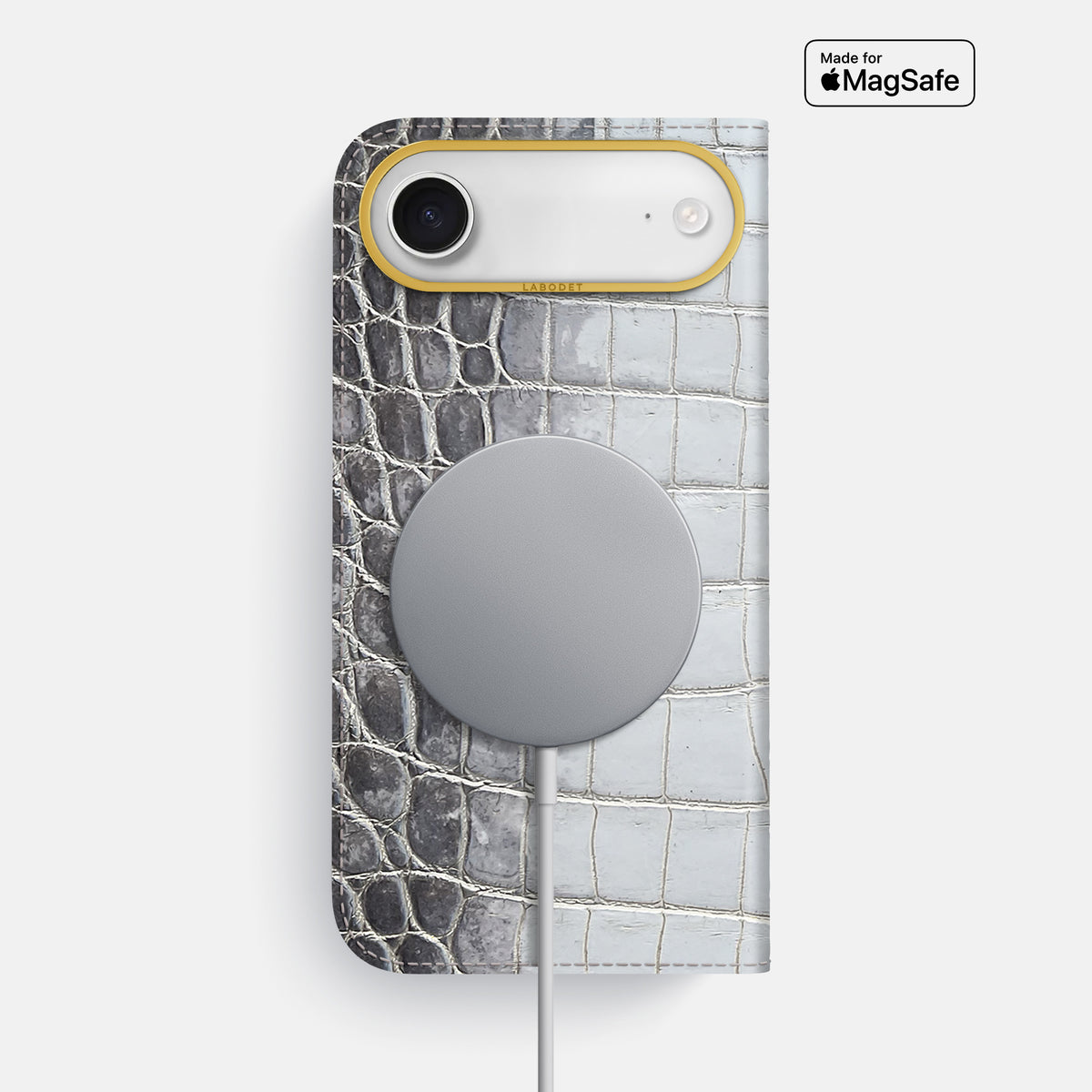 Folio Case For iPhone 17 Air In Himalayan Crocodile -3 | Silver-Gold