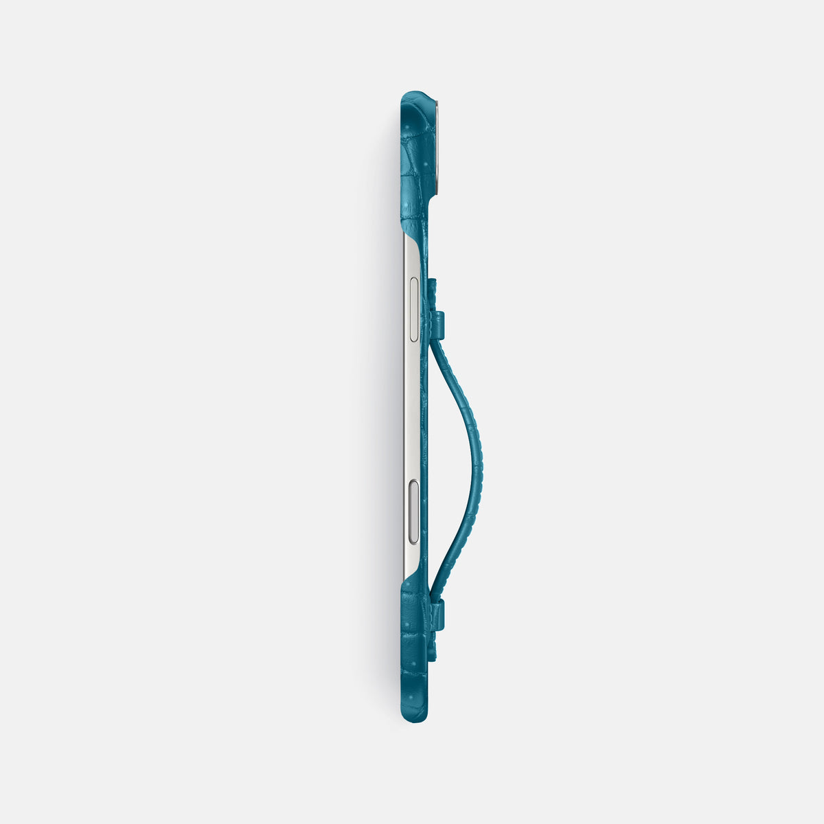 Center Handle For iPhone 17 Air In Porosus Crocodile -2 | Turquoise-Steel