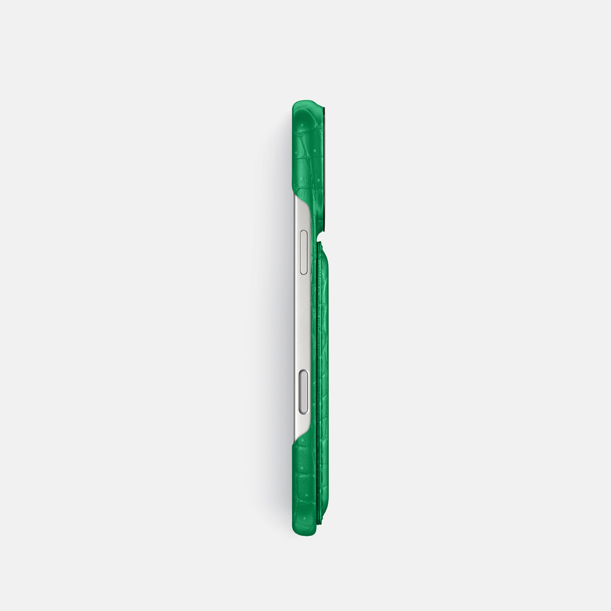 Double Card Case For iPhone 17 Pro In Porosus Crocodile -3 | Cactus-Green-Black