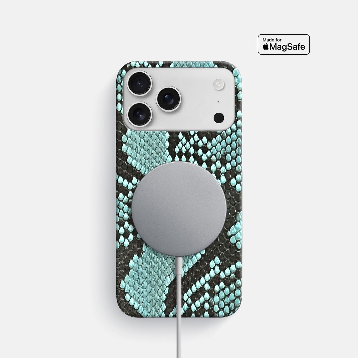 Slim Case For iPhone 18 Pro In Deluxe Python -5 | Blue-Lagoon