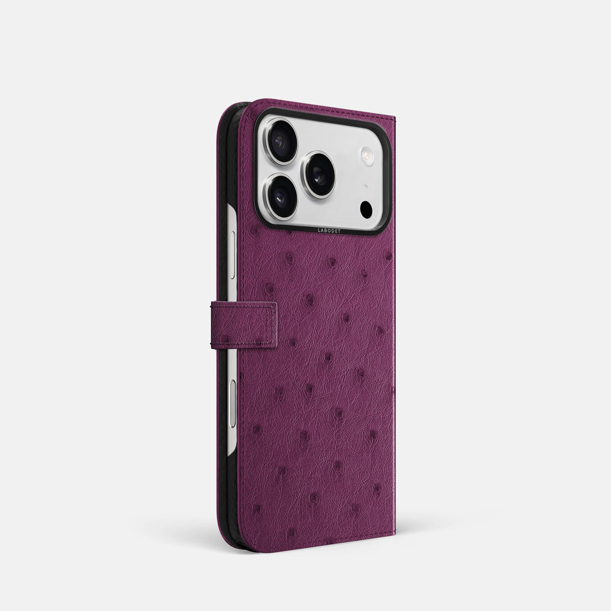 Folio Case with Clasp For iPhone 18 Pro In Ostrich -1 | Purple-Black