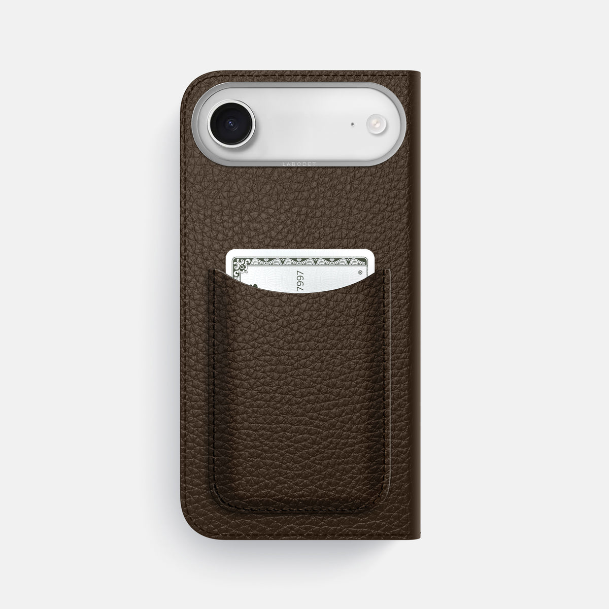 Folio Case with Card For iPhone 17 Air In Calf -3 | Dark-Brown-Steel
