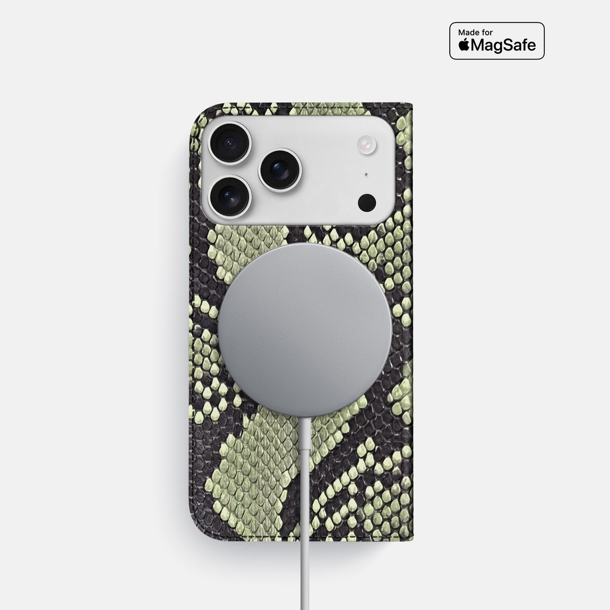 Folio Slim Case For iPhone 17 Pro In Deluxe Python -3 | Army-Green