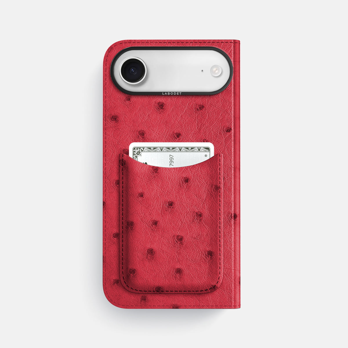 Folio Case with Card For iPhone 17 Air In Ostrich -3 | Red-Black