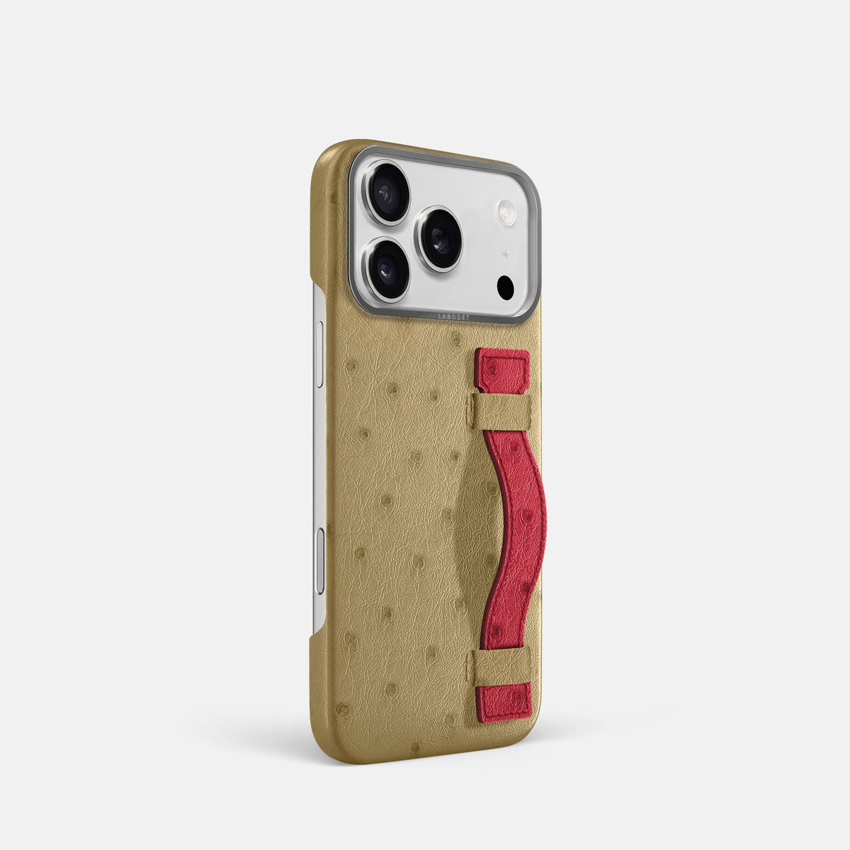 Handle Case Coloré For iPhone 18 Pro In Ostrich -2 | Desert-Sand-Steel