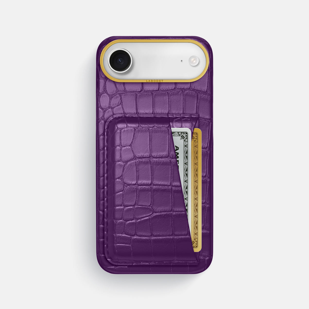 Double Card Case For iPhone 17 Air In Alligator -1 | Purple-Gold